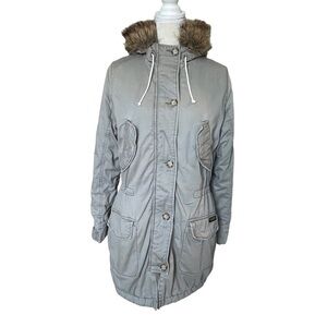 Abercrombie & Fitch Women’s Twill Faux Fur Sherpa Lined Parka Coat Size M